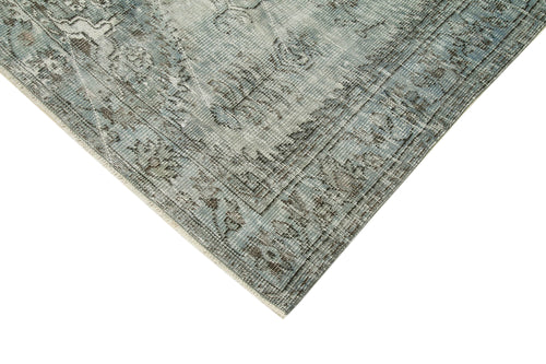 Overdyed Vintage Mavi Eskitme Pamuk Yün El Dokuma Halısı 164x246 Agacan