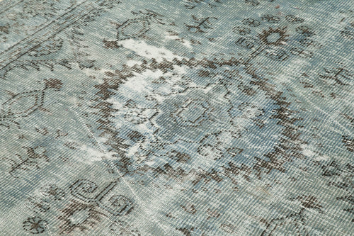 Overdyed Vintage Mavi Eskitme Pamuk Yün El Dokuma Halısı 164x246 Agacan