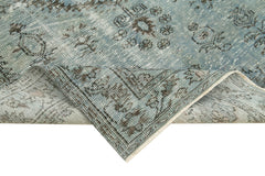 Overdyed Vintage Mavi Eskitme Pamuk Yün El Dokuma Halısı 164x246 Agacan