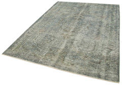Overdyed Vintage Gri Eskitme Pamuk Yün El Dokuma Halısı 188x267 Agacan