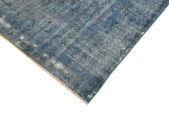 Overdyed Vintage Mavi Eskitme Pamuk Yün El Dokuma Halısı 187x300 Agacan