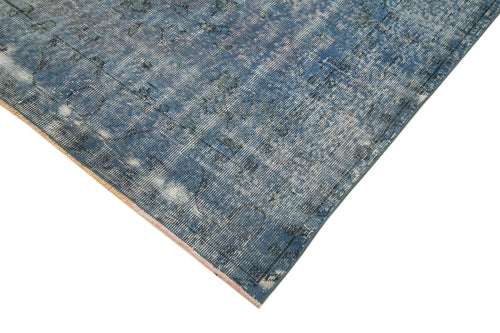 Overdyed Vintage Mavi Eskitme Pamuk Yün El Dokuma Halısı 187x300 Agacan
