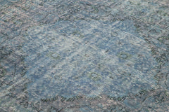 Overdyed Vintage Mavi Eskitme Pamuk Yün El Dokuma Halısı 187x300 Agacan