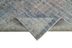 Overdyed Vintage Mavi Eskitme Pamuk Yün El Dokuma Halısı 187x300 Agacan