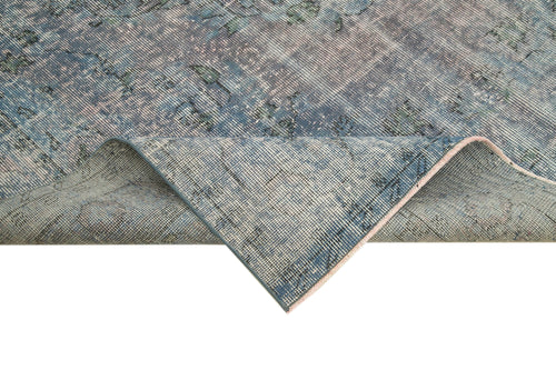 Overdyed Vintage Mavi Eskitme Pamuk Yün El Dokuma Halısı 187x300 Agacan