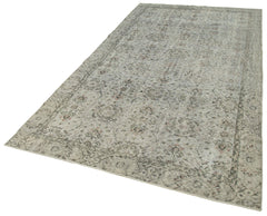 Overdyed Vintage Gri Eskitme Pamuk Yün El Dokuma Halısı 157x293 Agacan