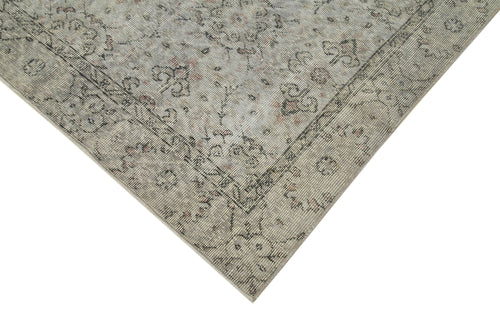 Overdyed Vintage Gri Eskitme Pamuk Yün El Dokuma Halısı 157x293 Agacan