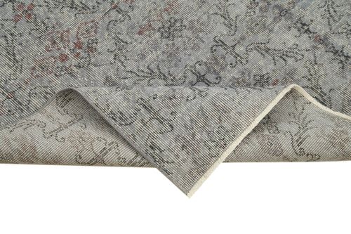 Overdyed Vintage Mavi Eskitme Pamuk Yün El Dokuma Halısı 148x263 Agacan