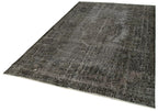 Overdyed Vintage Siyah Eskitme Pamuk Yün El Dokuma Halısı 186x292 Agacan