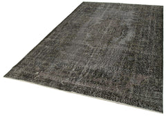 Overdyed Vintage Siyah Eskitme Pamuk Yün El Dokuma Halısı 186x292 Agacan