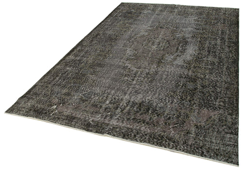 Overdyed Vintage Siyah Eskitme Pamuk Yün El Dokuma Halısı 186x292 Agacan