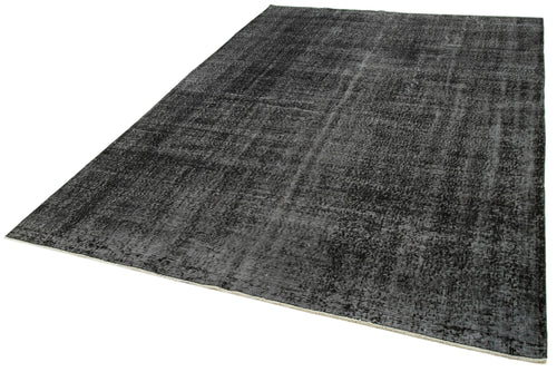 Overdyed Vintage Siyah Eskitme Pamuk Yün El Dokuma Halısı 207x308 Agacan