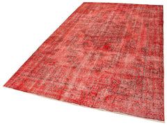 Overdyed Vintage Kırmızı Eskitme Pamuk Yün El Dokuma Halısı 168x285 Agacan