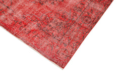 Overdyed Vintage Kırmızı Eskitme Pamuk Yün El Dokuma Halısı 168x285 Agacan