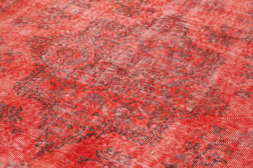 Overdyed Vintage Kırmızı Eskitme Pamuk Yün El Dokuma Halısı 168x285 Agacan