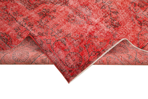 Overdyed Vintage Kırmızı Eskitme Pamuk Yün El Dokuma Halısı 168x285 Agacan