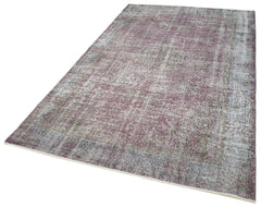 Overdyed Vintage Mor Eskitme Pamuk Yün El Dokuma Halısı 160x273 Agacan