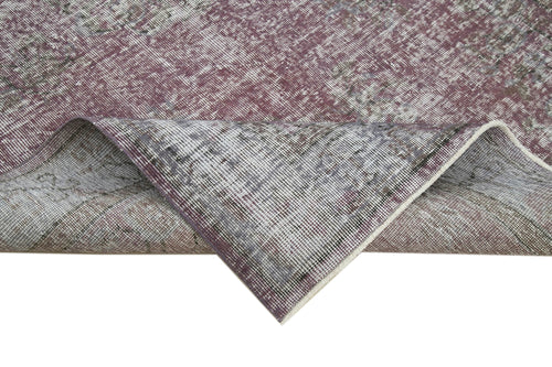 Overdyed Vintage Mor Eskitme Pamuk Yün El Dokuma Halısı 160x273 Agacan