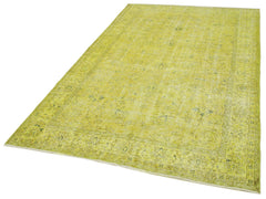 Overdyed Vintage Sarı Eskitme Pamuk Yün El Dokuma Halısı 159x262 Agacan
