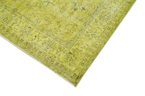 Overdyed Vintage Sarı Eskitme Pamuk Yün El Dokuma Halısı 159x262 Agacan