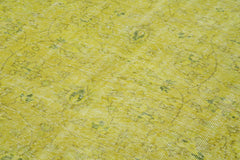 Overdyed Vintage Sarı Eskitme Pamuk Yün El Dokuma Halısı 159x262 Agacan