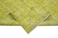 Overdyed Vintage Sarı Eskitme Pamuk Yün El Dokuma Halısı 159x262 Agacan
