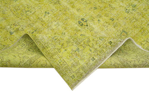 Overdyed Vintage Sarı Eskitme Pamuk Yün El Dokuma Halısı 159x262 Agacan