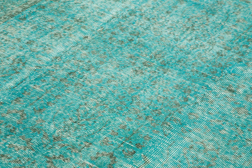 Overdyed Vintage Turkuaz Eskitme Pamuk Yün El Dokuma Halısı 160x274 Agacan