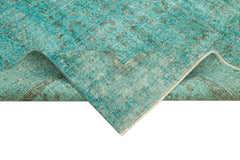Overdyed Vintage Turkuaz Eskitme Pamuk Yün El Dokuma Halısı 160x274 Agacan