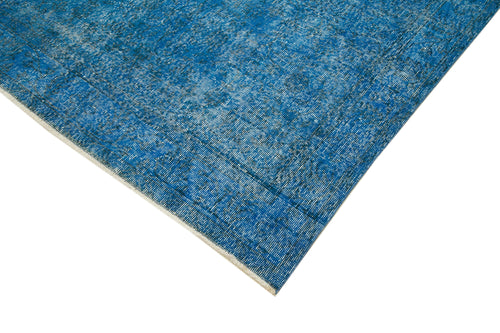 Overdyed Vintage Mavi Eskitme Pamuk Yün El Dokuma Halısı 154x275 Agacan
