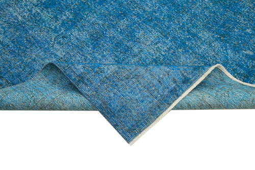 Overdyed Vintage Mavi Eskitme Pamuk Yün El Dokuma Halısı 154x275 Agacan