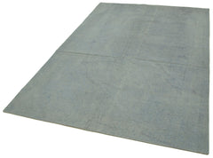 Needlepoint Gri Eskitme Pamuk Yün El Dokuma Halısı 163x237 Agacan