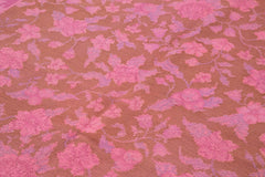 Needlepoint Pembe Çiçekli Pamuk Yün El Dokuma Halısı 166x254 Agacan