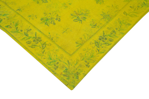 Needlepoint Sarı Çiçekli Pamuk Yün El Dokuma Halısı 165x252 Agacan