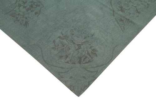 Needlepoint Gri Çiçekli Pamuk Yün El Dokuma Halısı 267x386 Agacan