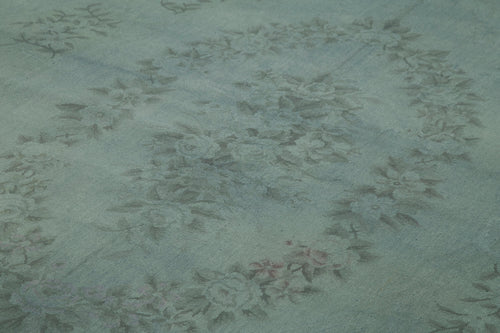 Needlepoint Gri Çiçekli Pamuk Yün El Dokuma Halısı 267x386 Agacan