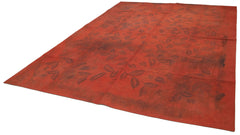 Needlepoint Kırmızı Çiçekli Pamuk Yün El Dokuma Halısı 278x358 Agacan