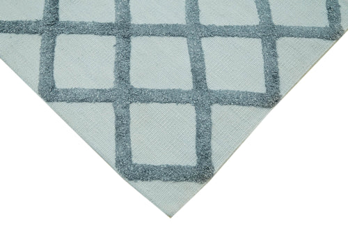 Nepal Geometric Mavi Geometrik Yün Pamuk El Dokuma Halısı 274x366 Agacan