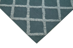 Nepal Geometric Mavi Geometrik Yün Pamuk El Dokuma Halısı 262x305 Agacan