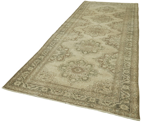 Zile Bej Eskitme Pamuk Yün El Dokuma Halısı 138x385 Agacan