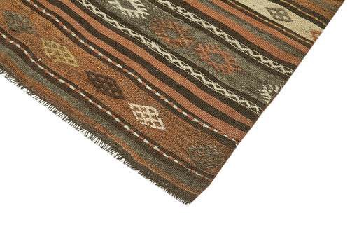 Striped Kilim Kahverengi Çizgili Keçi Tüyü El Dokuma Halısı 138x247 Agacan