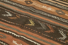 Striped Kilim Kahverengi Çizgili Keçi Tüyü El Dokuma Halısı 138x247 Agacan