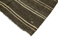 Striped Kilim Kahverengi Çizgili Keçi Tüyü El Dokuma Halısı 185x354 Agacan