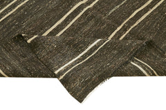 Striped Kilim Kahverengi Çizgili Keçi Tüyü El Dokuma Halısı 185x354 Agacan