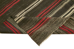 Striped Kilim Kahverengi Çizgili Keçi Tüyü El Dokuma Halısı 235x378 Agacan