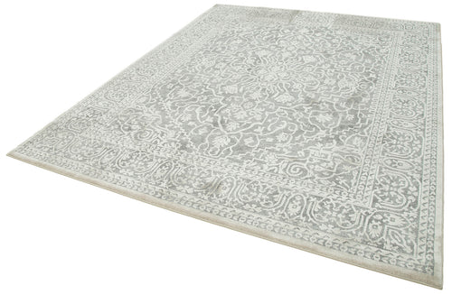 Machine Invista Gri Klasik Akrilik Viskon El Dokuma Halısı 238x305 Agacan