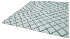 Nepal Geometric Mavi Geometrik Yün Pamuk El Dokuma Halısı 244x305 Agacan