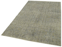 Overdyed Vintage Gri Eskitme Pamuk Yün El Dokuma Halısı 144x250 Agacan