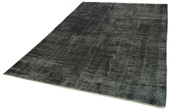 Overdyed Vintage Siyah Eskitme Pamuk Yün El Dokuma Halısı 205x300 Agacan