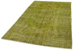 Overdyed Vintage Yeşil Eskitme Pamuk Yün El Dokuma Halısı 164x273 Agacan